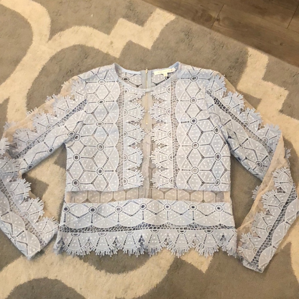 Baby blue lace and sheer top✨✨